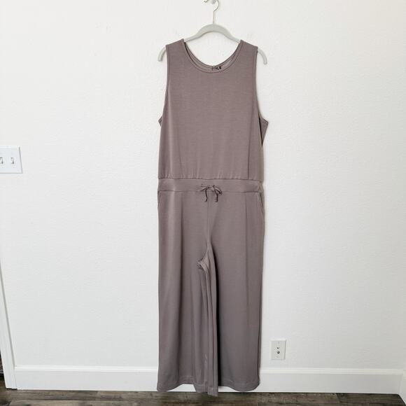[Sarin Mathews] Coffee Gray Air Essentials Sleeveless Wide Leg Jumpsuit Size XXL - Picture 2 of 12